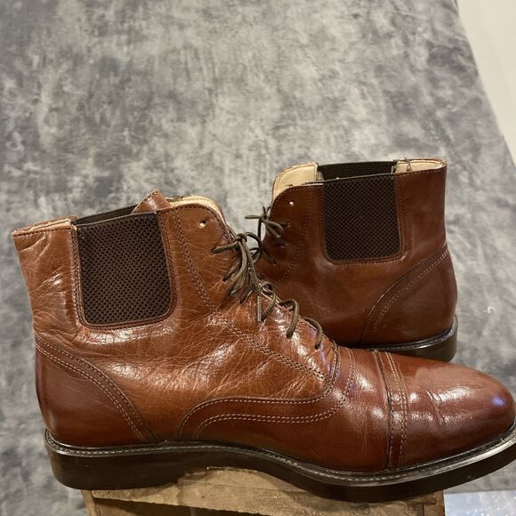Vtg Michele Olivieri Italian Men’s 9 Brown Leather Hybrid Oxford & Chelsea Boot main image 9